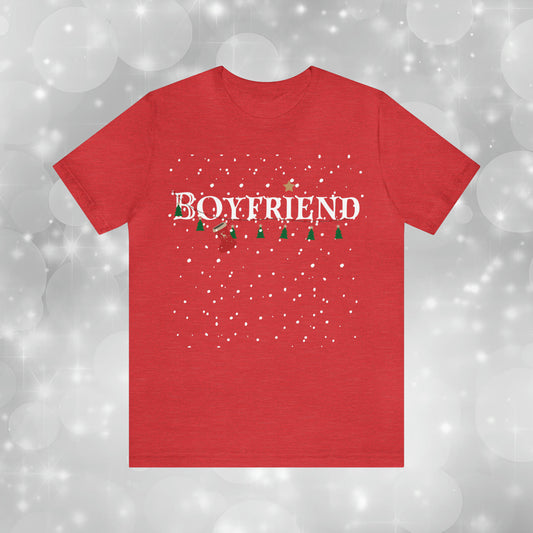 Boyfriend shirt - Christmas decor under snowfall - heather red