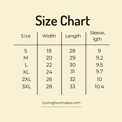 bride and groom shirts size chart
