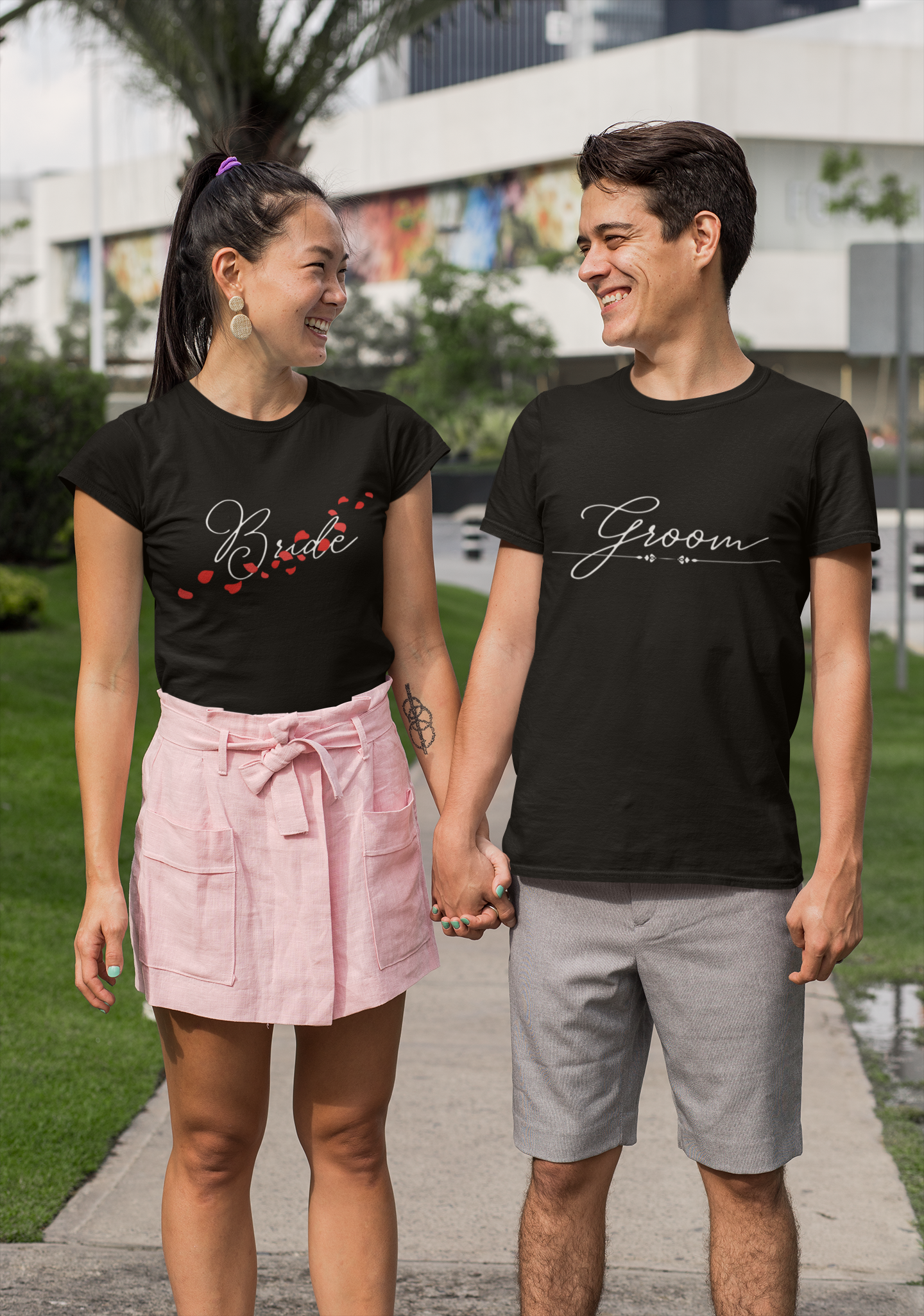 bride groom shirts black - Hand-Written Wedding Typography