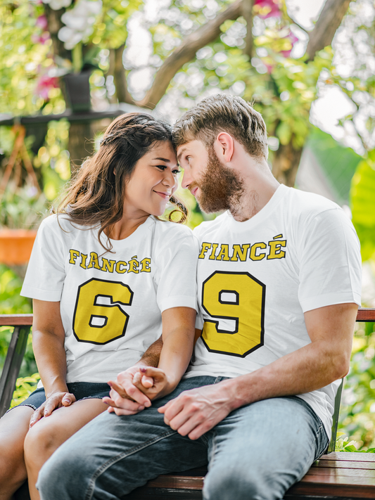Match Made in Love: 69 Fiancée and Fiancé - Sports-style Couples Tees, Winning Together