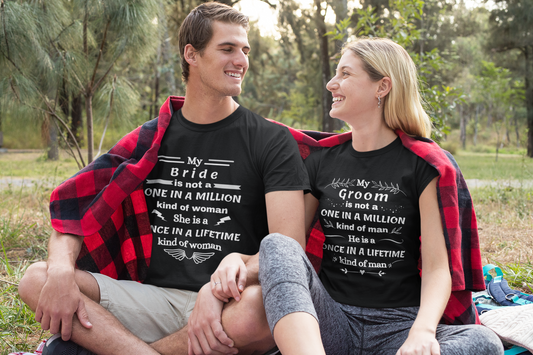 bride and groom shirts black - Once in a Lifetime Love