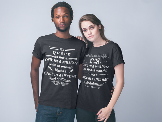 King and Queen Shirts Black - Once in a Lifetime Love