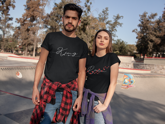 King and Queen Shirts black - Hand-Written Typography