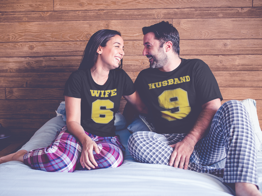 Match Made in Love: 69 Wife and Husband - Sports-style Couples Tees, Winning Together