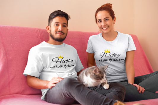 hubby and wifey shirts white