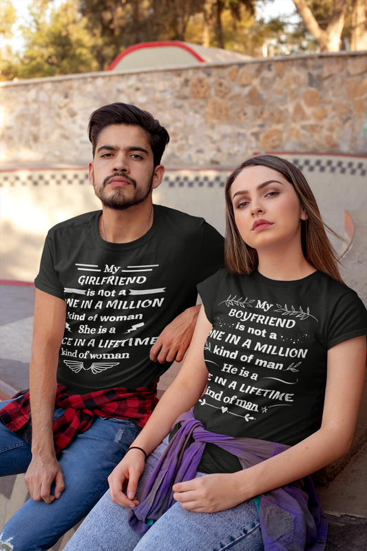 Once in a Lifetime Girlfriend & Boyfriend Matching T-Shirts - Heartfelt Love Quote
