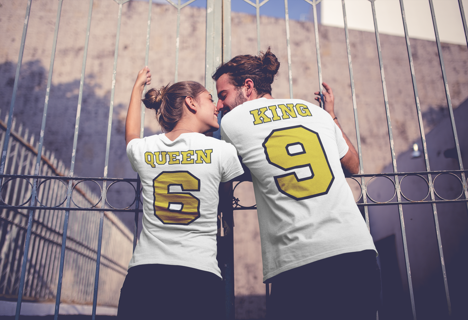 King and Queen Shirts White - Match Made in Love 69 Sports-style Back Print