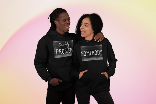 Somebody takes care of Problem (Grunge BG) Matching Couple Hoodies