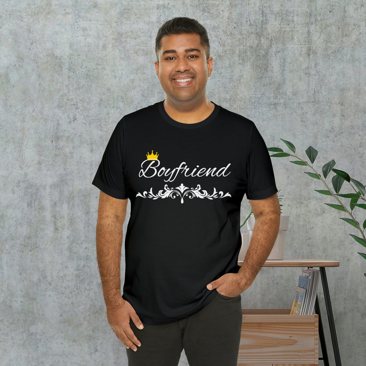 Crowned Boyfriend T-Shirt - Hand-Written Typography