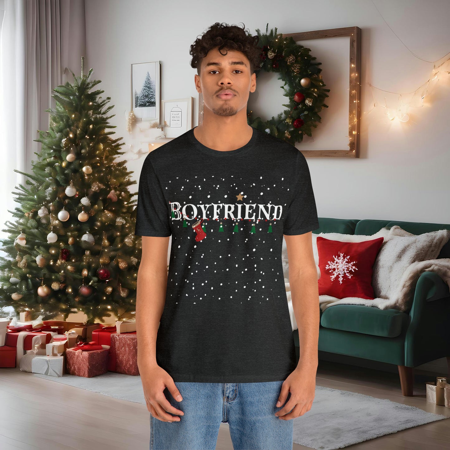 Boyfriend Shirt - Christmas Decor under Snowfall