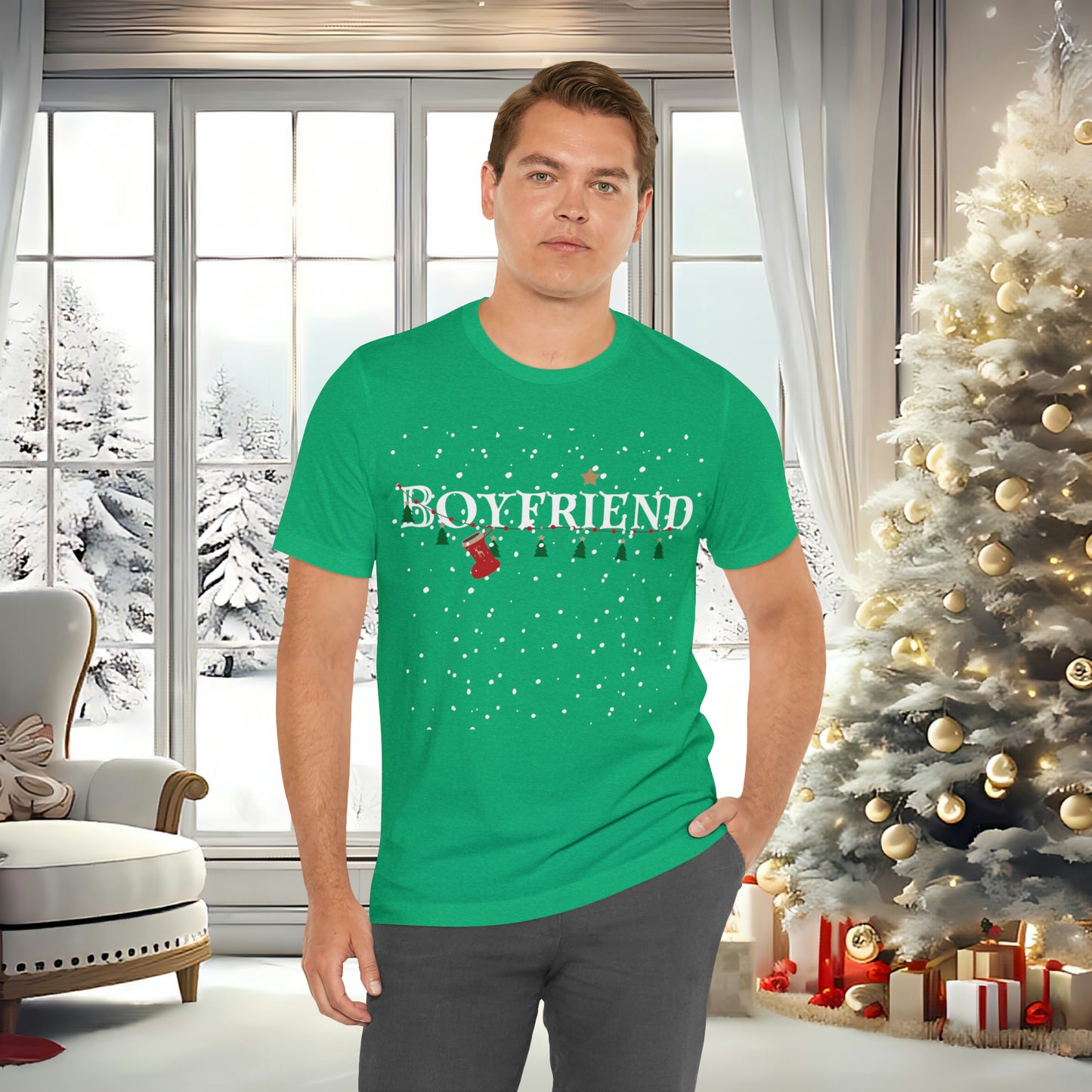 Boyfriend Shirt - Christmas Decor under Snowfall