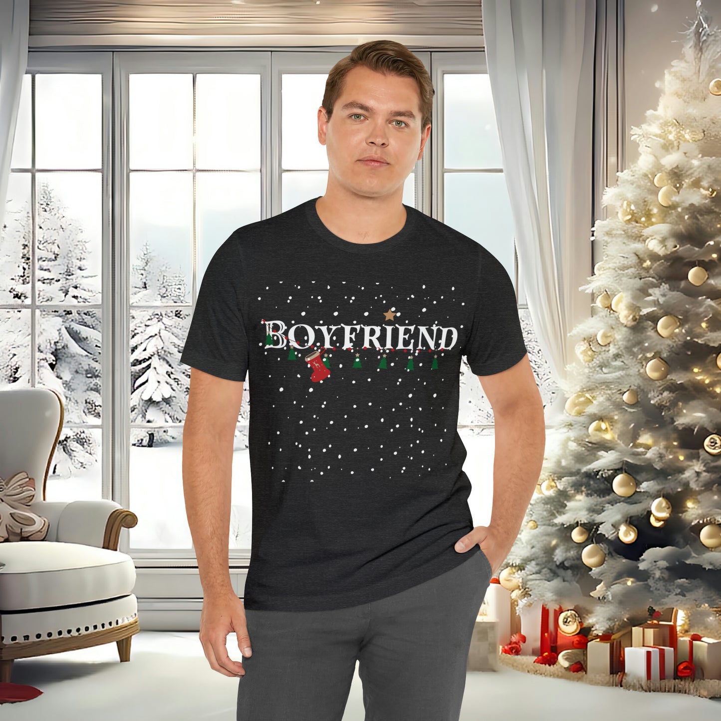 Boyfriend Shirt - Christmas Decor under Snowfall