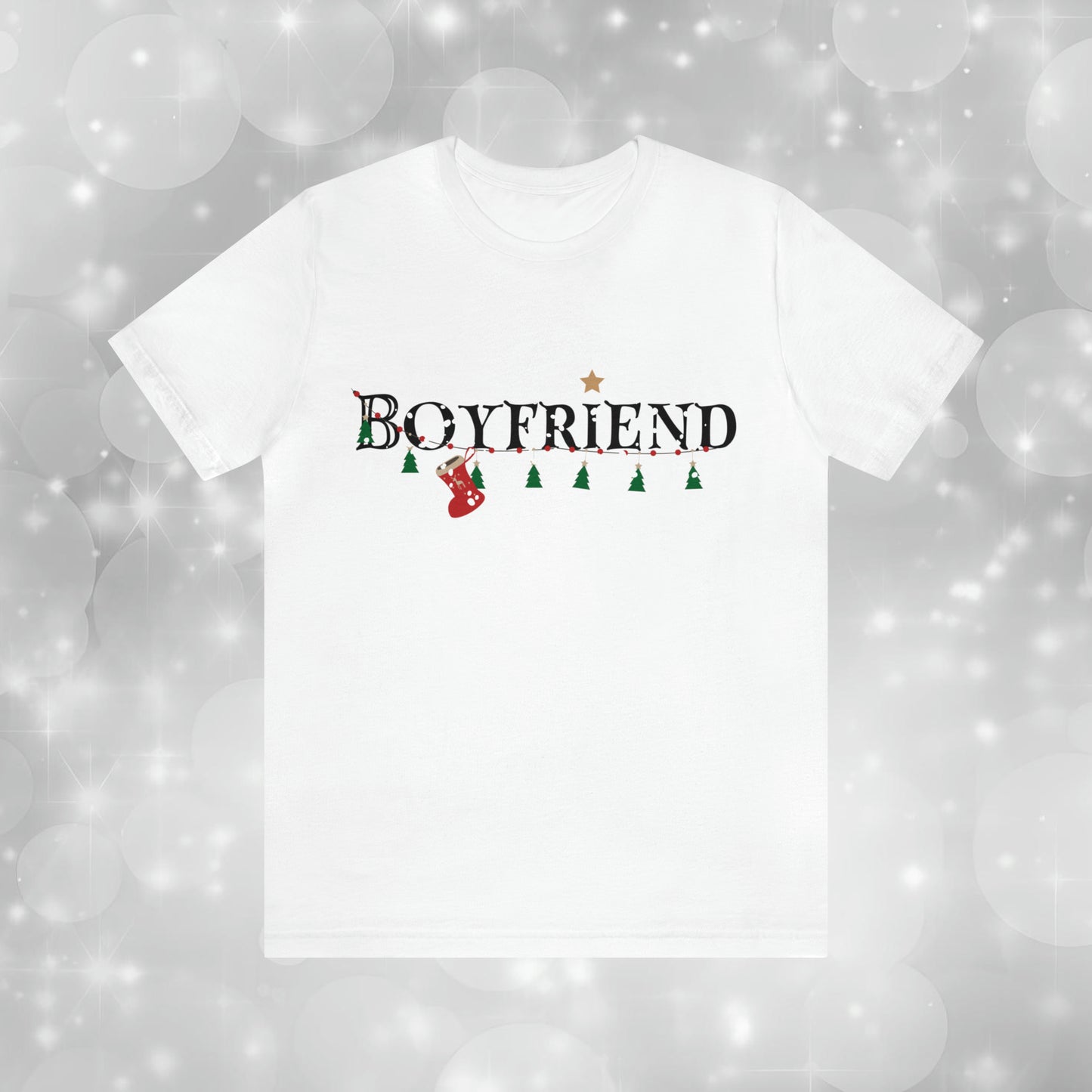 Boyfriend shirt - Christmas decor under snowfall - white