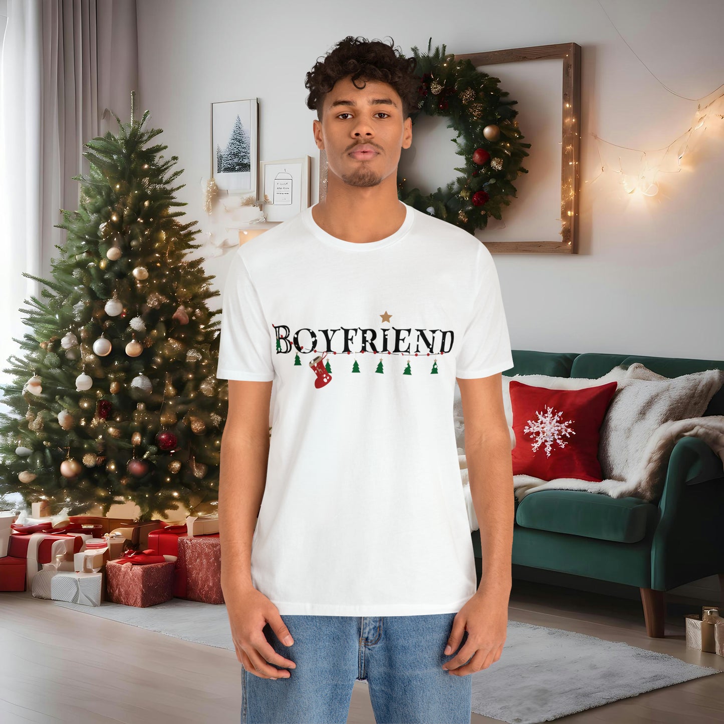 Boyfriend Shirt - Christmas Decor under Snowfall