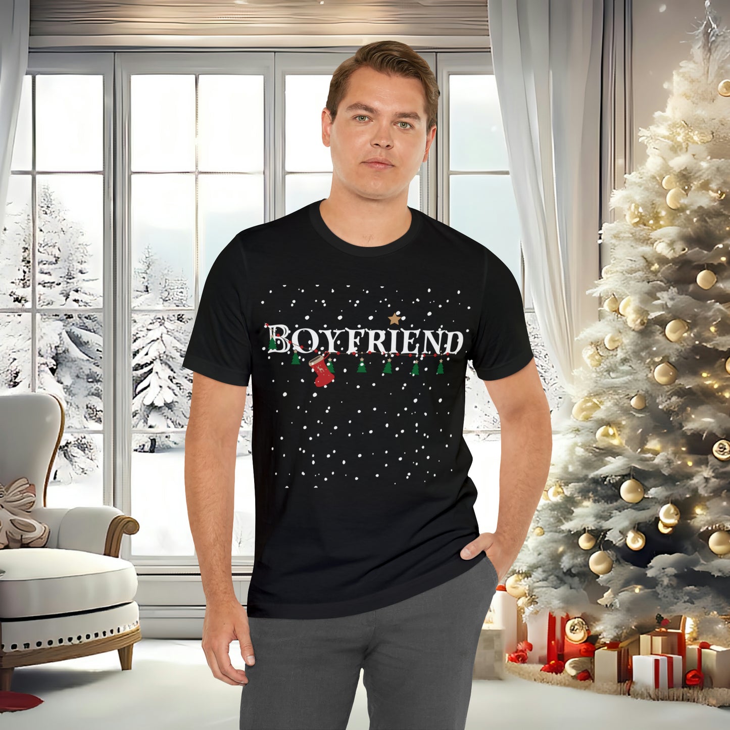 Boyfriend Shirt - Christmas Decor under Snowfall