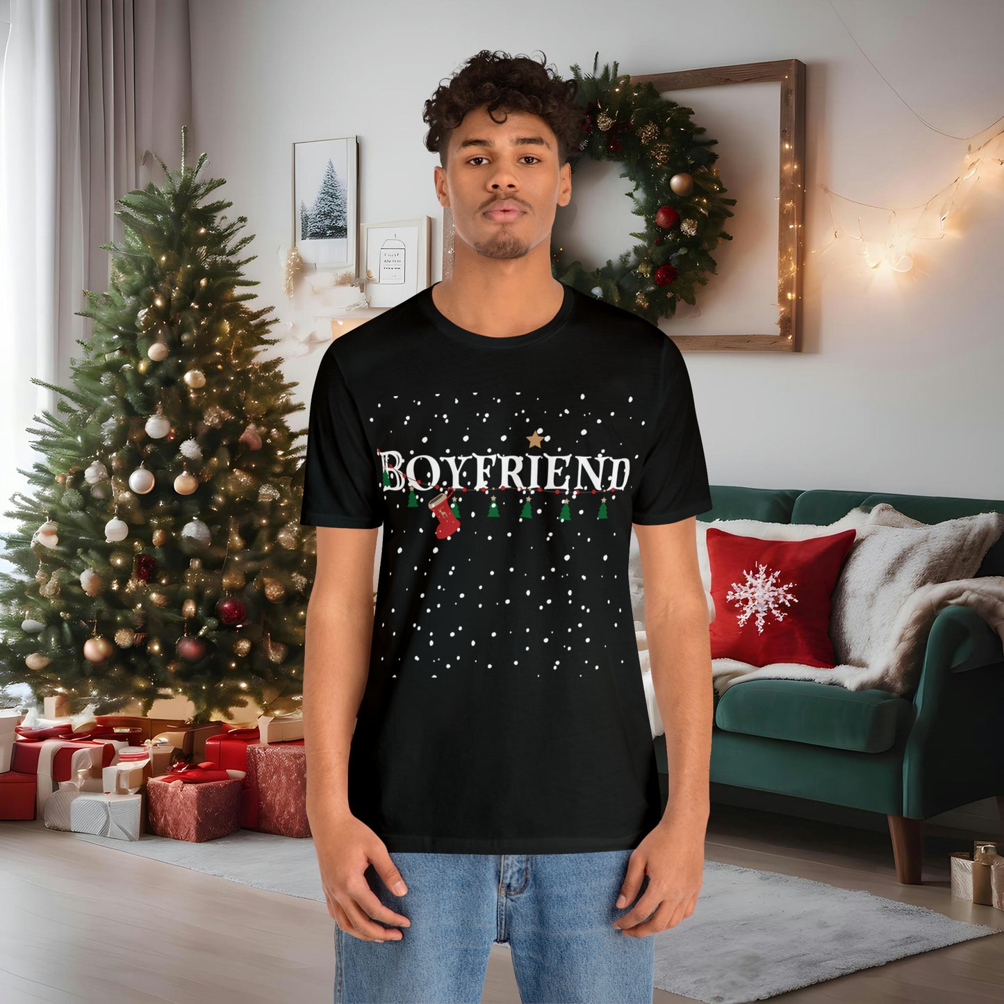 Boyfriend Shirt - Christmas Decor under Snowfall