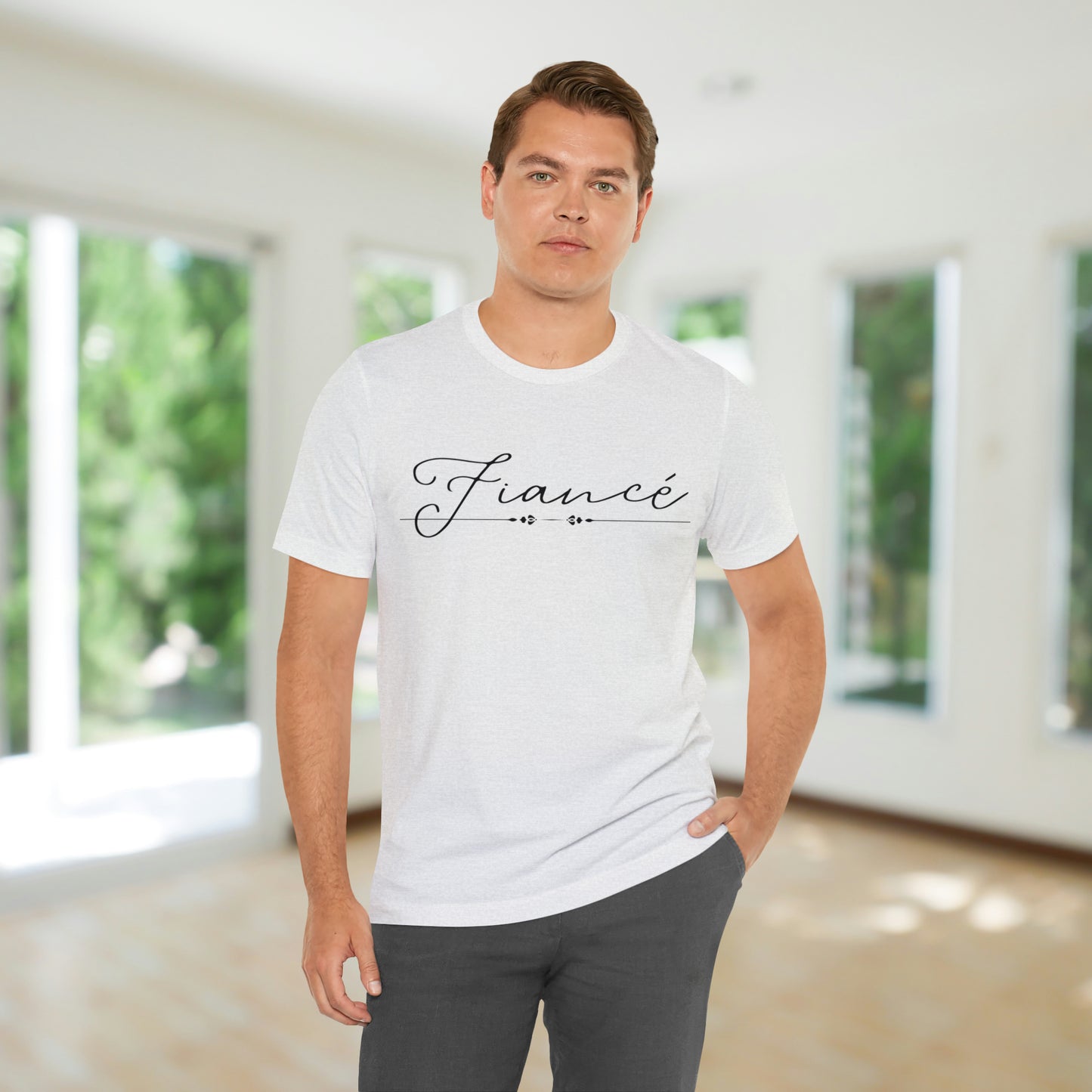 Fiancé's Hand-Written Typography T-Shirt - Stylish Couple Apparel