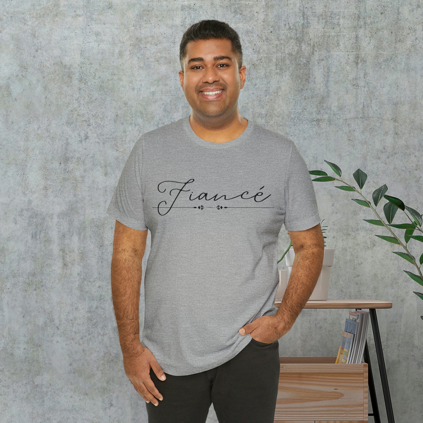 Fiancé's Hand-Written Typography T-Shirt - Stylish Couple Apparel