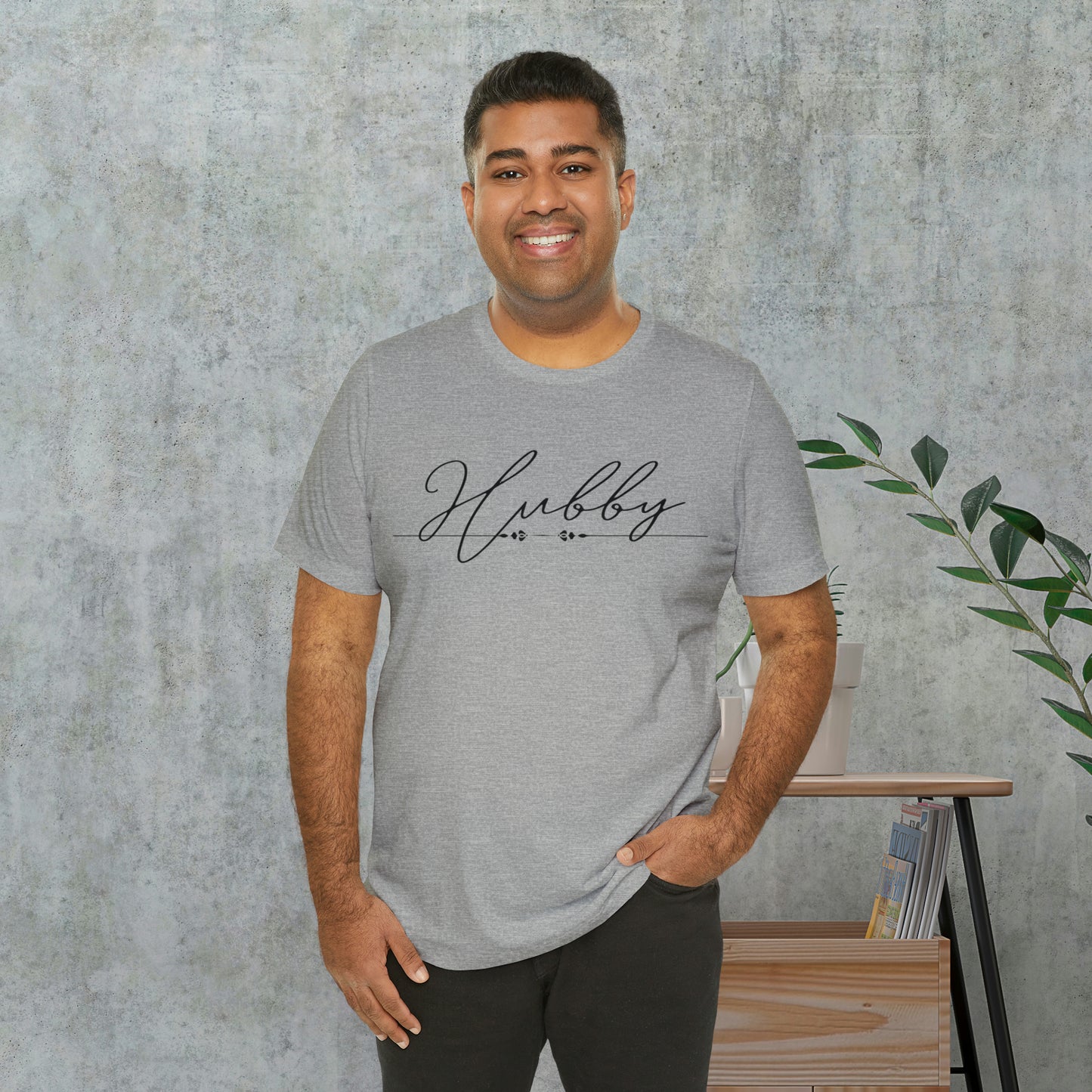 Hubby's Hand-Written Typography T-Shirt - Stylish Couple Apparel