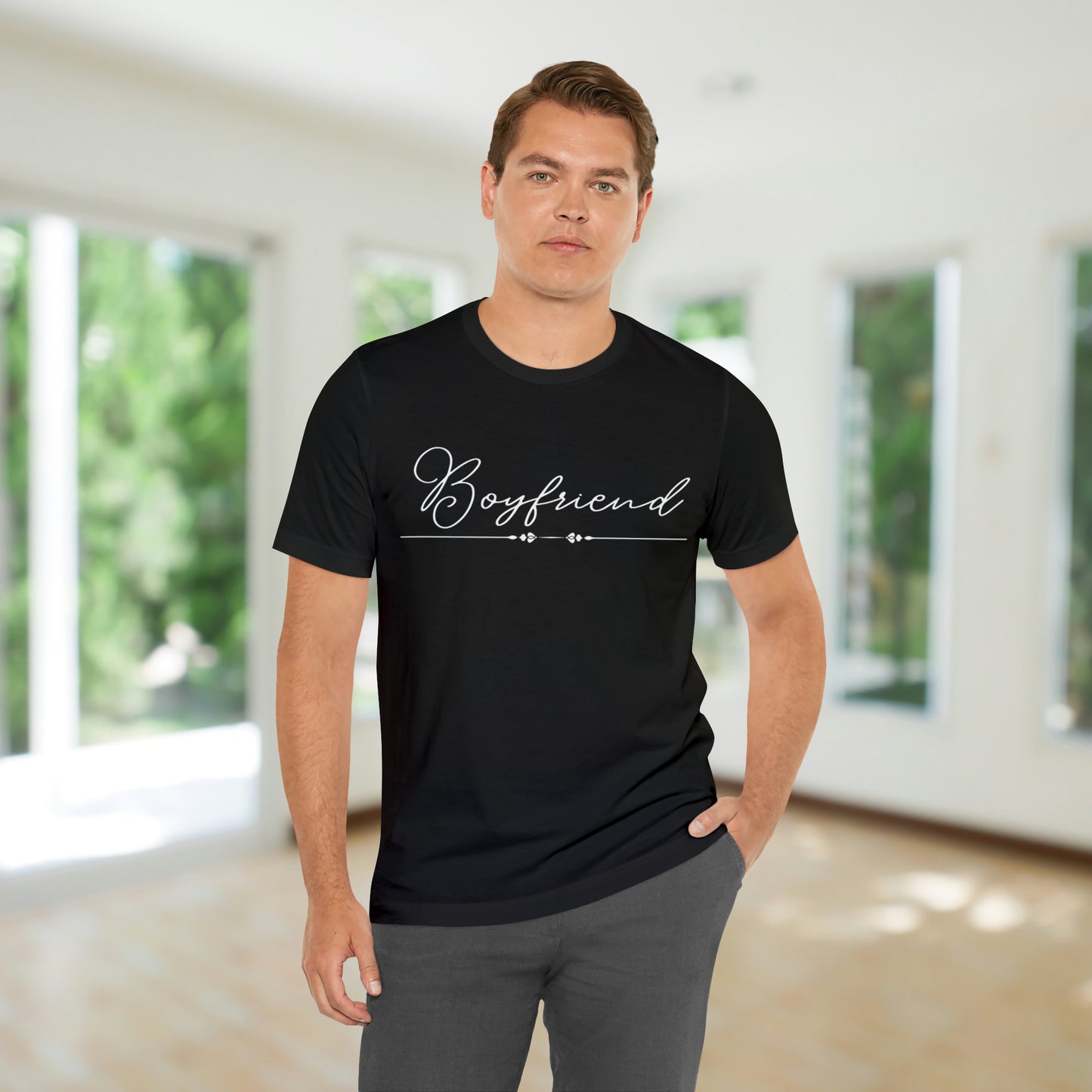 Boyfriend's Hand-Written Typography T-Shirt - Stylish Couple Apparel