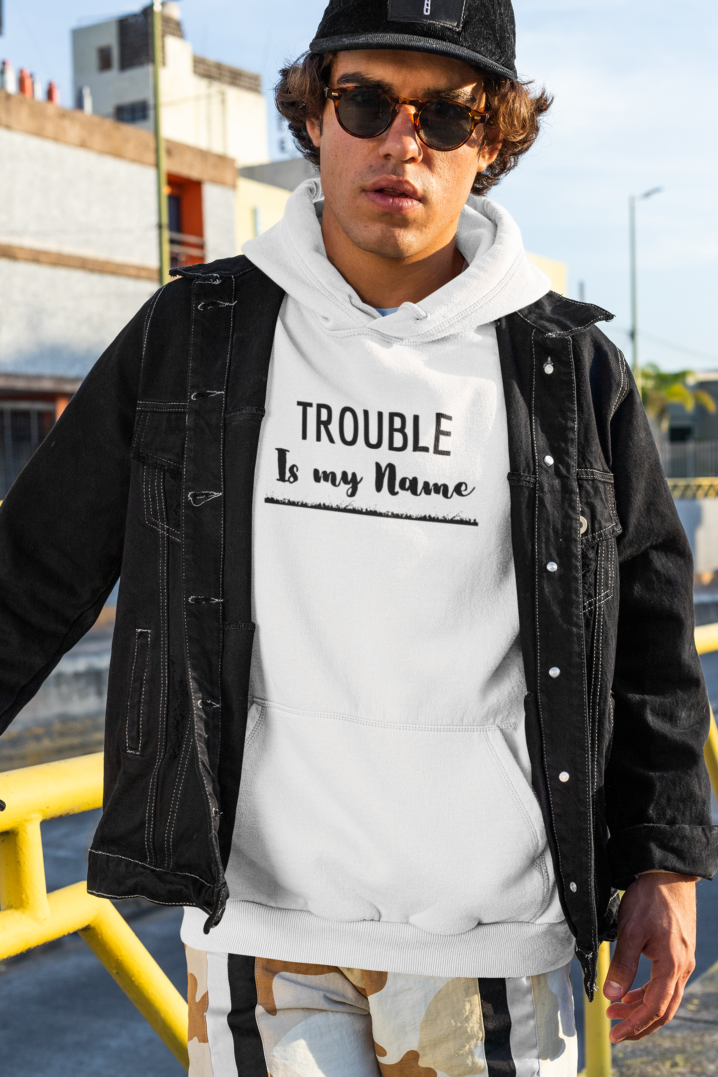 Where I Go Trouble Follows, Trouble Is My Name (Underlined) Matching Couple Hoodies